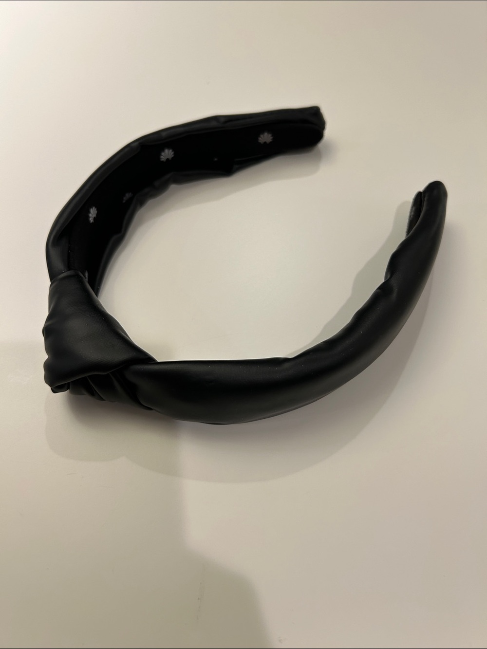 Lele Sadoughi Slim Black Knotted Faux Leather Headband